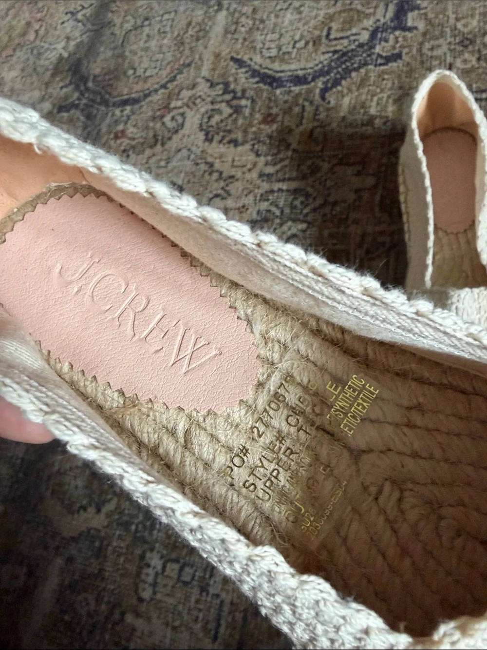 J. Crew Made-in-Spain two-tone crochet espadrilles Black Ivory Multi Sz 8 NEW